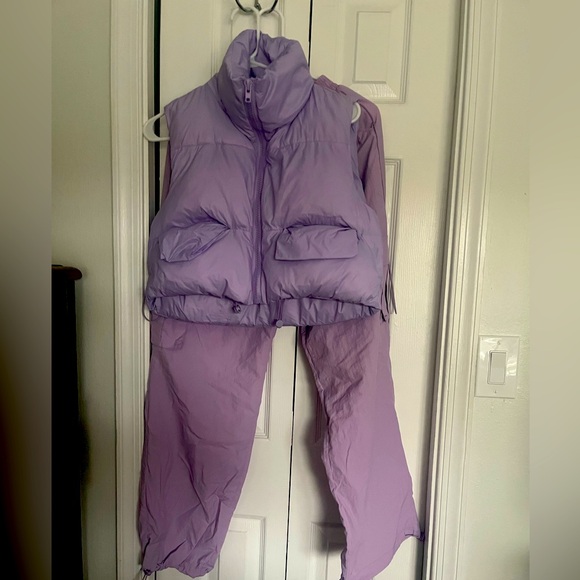 Lavender Puffer Vest and Pants Set hip hop dance costume - Picture 1 of 2